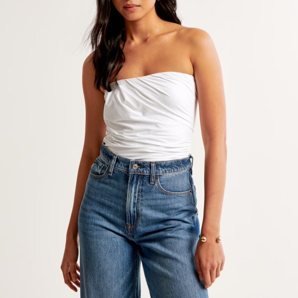 NWOT Soft Matte Seamless Ruched Tube Top (size large / L)